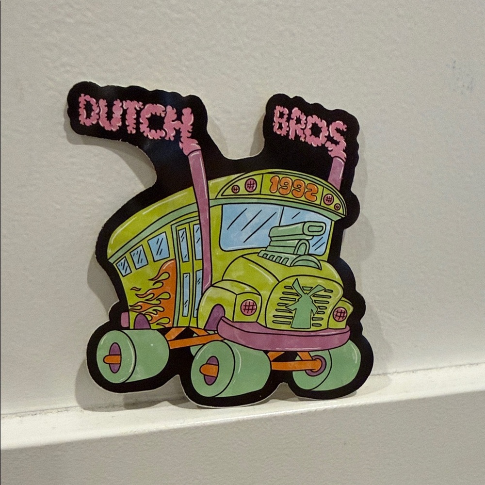 Dutch Bros Bus Cartoon Truck Sticker